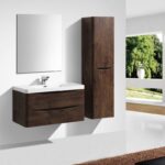 Ancona wall hung bathroom vanity 900mm Rose Wood