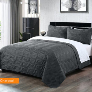 3 piece embossed comforter set king charcoal