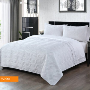 3 piece embossed comforter set king white