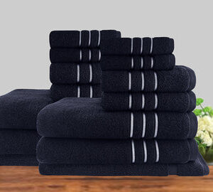 14pc classic dobby stripe cotton towel set 650gsm sailor blue