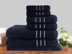 7pc classic dobby stripe cotton towel set 650gsm sailor blue