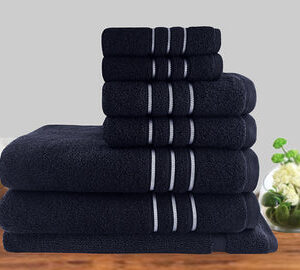 7pc classic dobby stripe cotton towel set 650gsm sailor blue