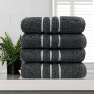 amor classic dobby stripe super soft premium cotton hand towel 4 pcs charcoal