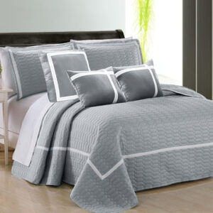 6 piece two tone embossed comforter set king silver