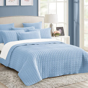 7 piece vintage stone wash comforter set king blue