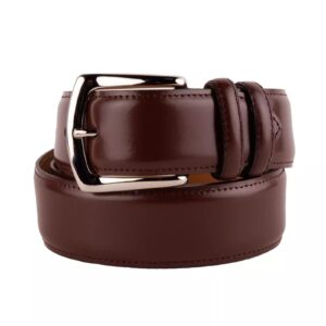 Genuine Smooth Brown Calfskin Belt with Brass Buckle 115 cm Men