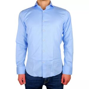 Milano Solid Color Shirt in Light Blue 39 IT Men