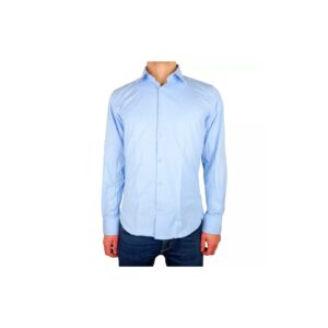 Milano Solid Color Shirt in Light Blue - Soft Satin Fabric - 100% Cotton 40 IT Men