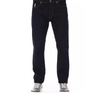 Logo Button Regular Man Jeans with Tricolor Insert and Contrast Stitching W36 US Men