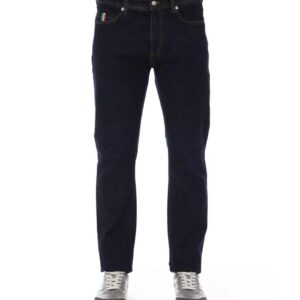 Regular Man Jeans with Logo Button and Tricolor Insert W36 US Men