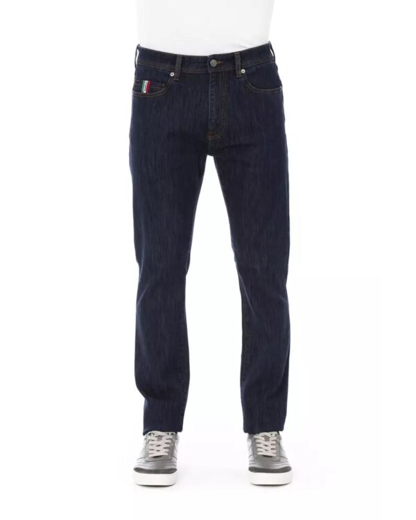 Logo Button Regular Fit Jeans with Tricolor Insert and Contrast Stitching W38 US Men