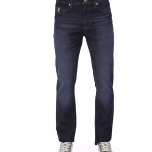 Logo Button Regular Fit Jeans with Tricolor Insert and Contrast Stitching W36 US Men