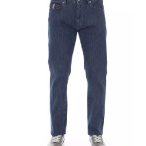 Logo Button Regular Man Jeans with Tricolor Insert and Contrast Stitching W32 US Men