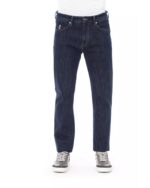 Logo Button Regular Man Jeans with Tricolor Insert and Contrast Stitching W34 US Men