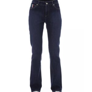 Regular Jeans with Logoed Button and Tricolor Insert W28 US Women