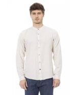 Mandarin Collar Regular Fit Shirt with Button Closure M Men