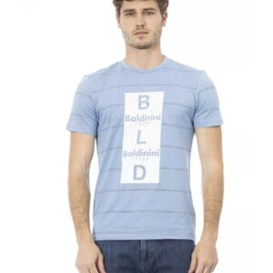 Short Sleeve T-shirt with Round Neck and Front Print L Men