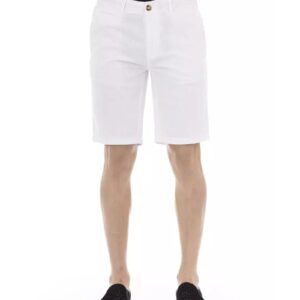 Solid Color Bermuda Shorts with Zipper and Button Closure W44 US Men