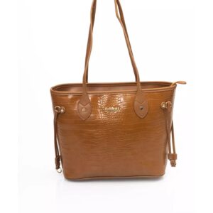 Zip Closure Bag with Internal Compartments and Golden Details One Size Women