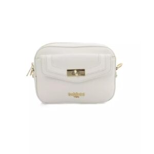 Golden Front Logo Shoulder Bag with Zip Closure and Internal Compartments One Size Women