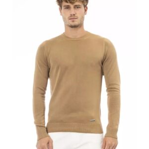 Fine Ribbed Knit Crew Neck Sweater with Long Sleeves 50 IT Men