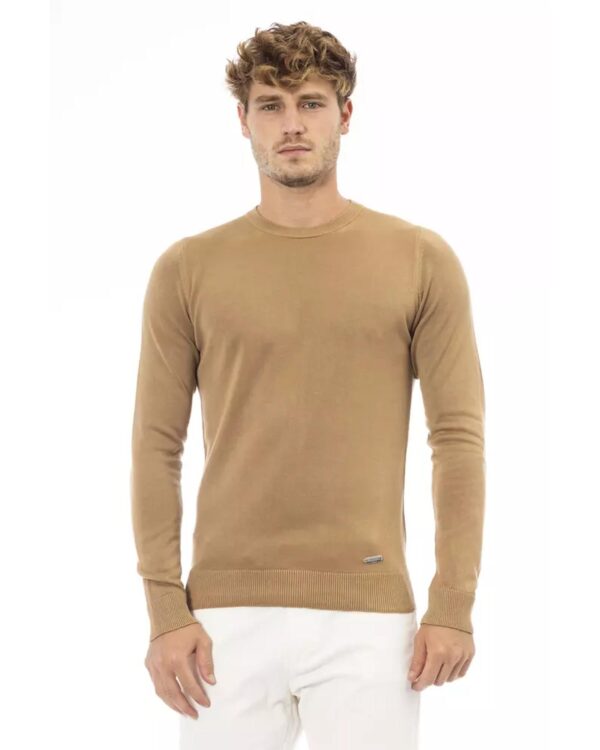 Fine Ribbed Knit Crew Neck Sweater with Long Sleeves 50 IT Men