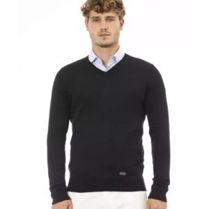 Metal Monogram V-Neck Sweater with Ribbed Details 48 IT Men