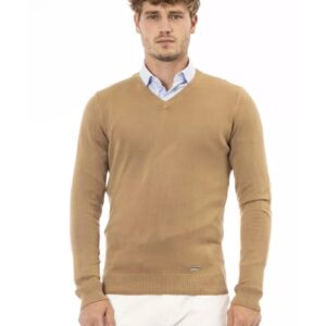 Fine Ribbed Knit V-neck Sweater with Long Sleeves 50 IT Men