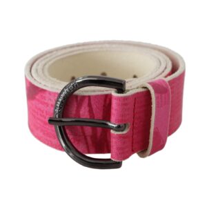 100% Authentic GALLIANO Pink Leather Fashion Belt with Black-tone Hardware 90 cm Women