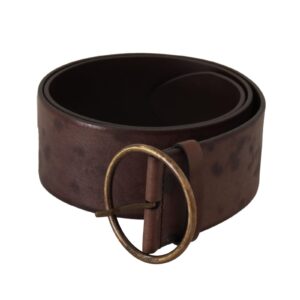 Authentic  Leather Belt with Engraved Logo Buckle 90 cm Women