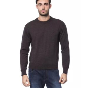 Embroidered Merino Wool Crew Neck Sweater L Men