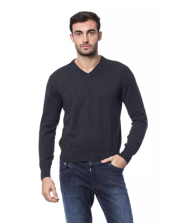 Embroidered Merino Wool Crew Neck Sweater L Men