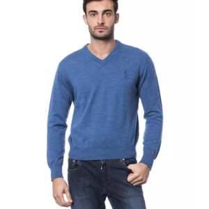 Embroidered Merino Wool Crew Neck Sweater L Men