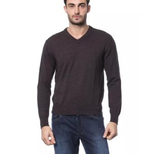 Embroidered Merino Wool Crew Neck Sweater L Men