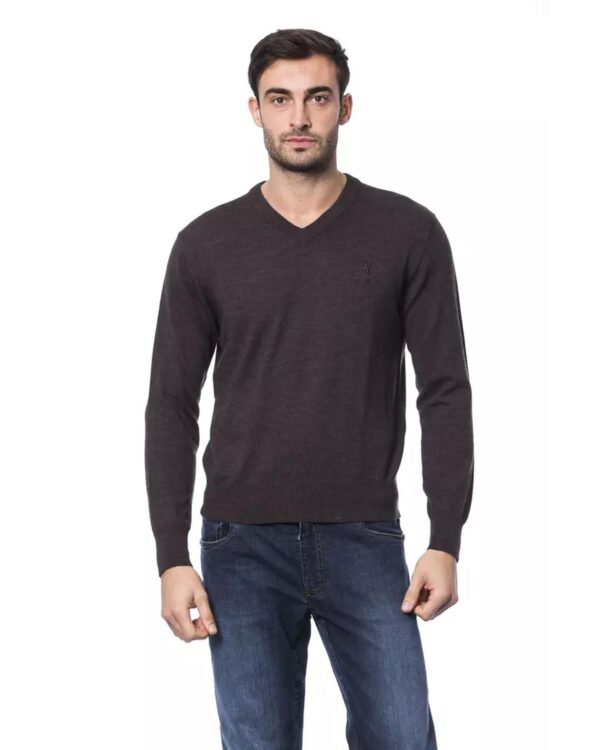 Embroidered Merino Wool Crew Neck Sweater L Men