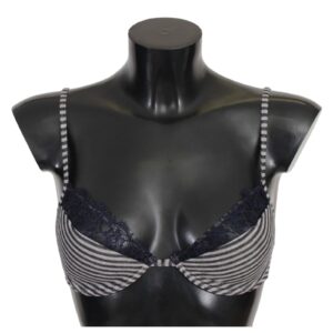 ERMANNO SCERVINO Striped Lace Bra with Logo Detail 2 IT Women