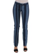 Blue Striped Cotton Stretch Denim Jeans -  40 IT Women