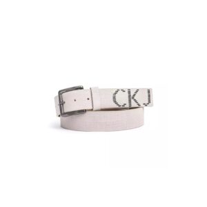 Contrast Embossed Logo Mens Belt with Metal Buckle 90 cm Men