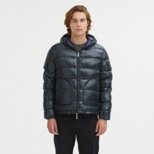 Reversible Hooded Jacket with Zip Closure and Duck Feather Padding L Men