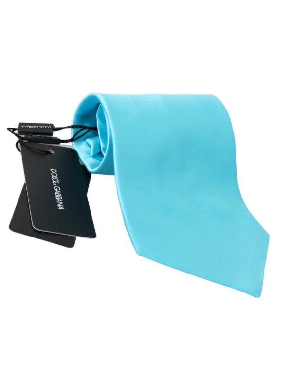 Light Blue Silk Tie - Tied Design One Size Men