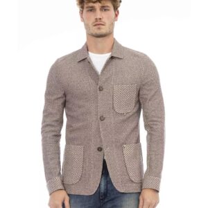 Classic Button-Front Fabric Jacket with Front Pockets 48 IT Men