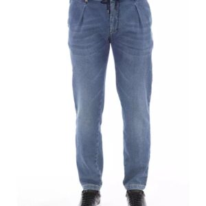 Button and Lace Closure Mens Jeans with Front and Back Pockets W48 US Men