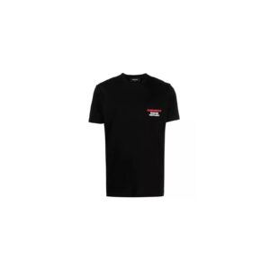 Black Cotton T-Shirt with Contrasting Logo Stamps S Men