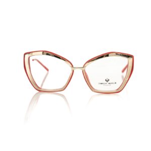 Gold Metal Butterfly Eyeglasses with Coral Interior One Size Women