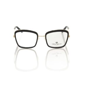 Gold and Black Patterned Square Eyeglasses One Size Women