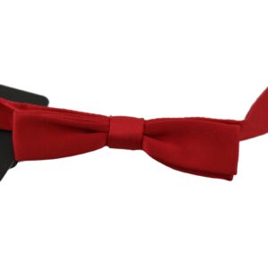 Exclusive  Red Silk Bow Tie One Size Men