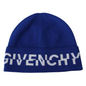 Brand New GIVENCHY Beanie Hat with Blue and Black Logo One Size Men