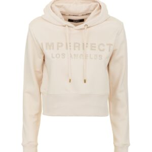 Beige Hoodie with Rhinestone Logo S Women