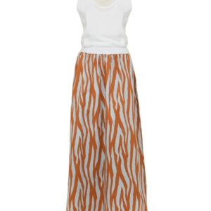 Streaked Pattern White Dress for Women L Women