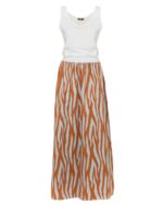 Streaked Pattern White Dress for Women S Women